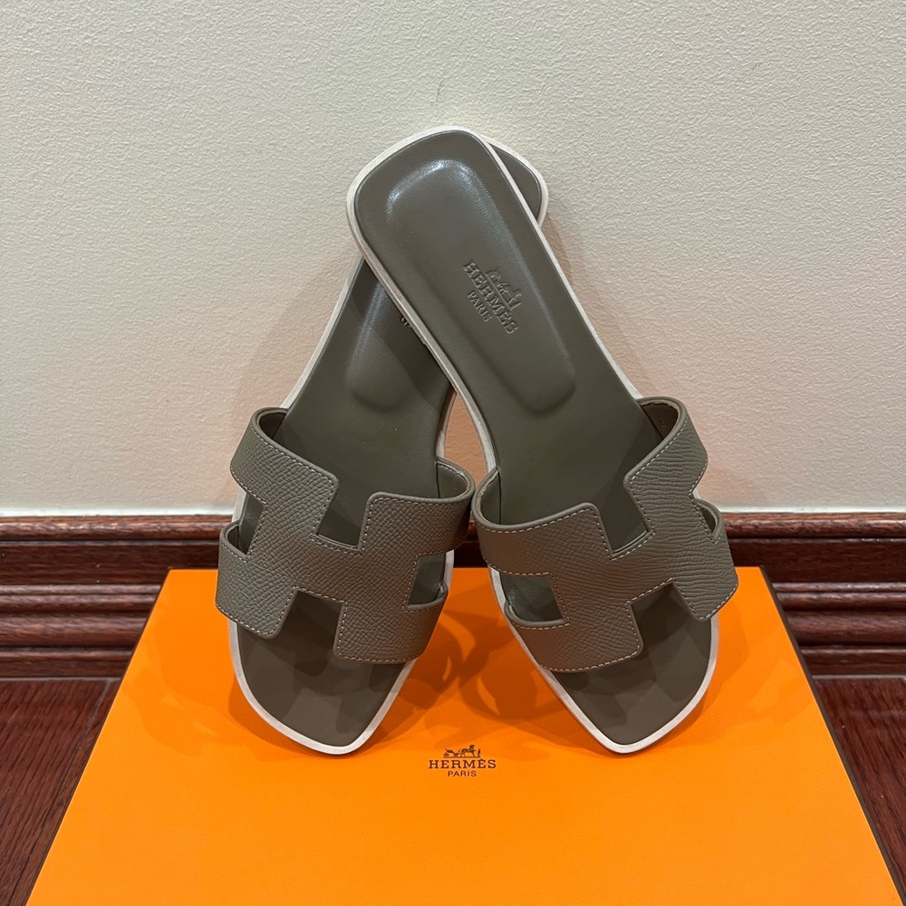 BNIB Hermes Oran Sandal in Epsom Calfskin Etoupe 36.5 - Picture 6 of 10